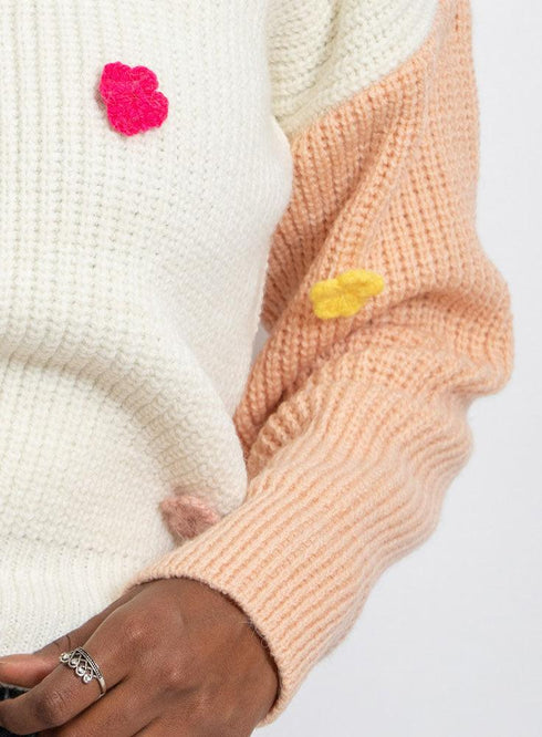 Lavender*Tan Flower Pullover - Khotwh